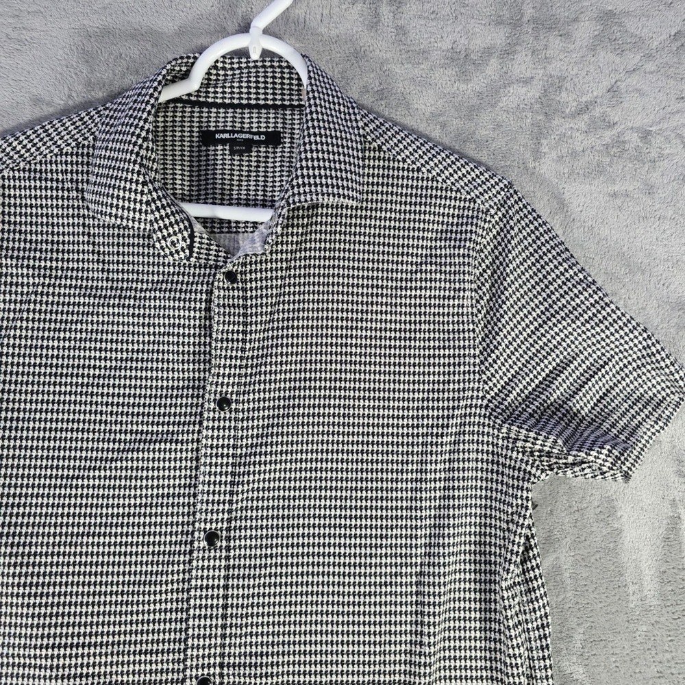 Karl Lagerfeld Houndstooth Shirt - Short Sleeve Button Up - Mens‎ Size S